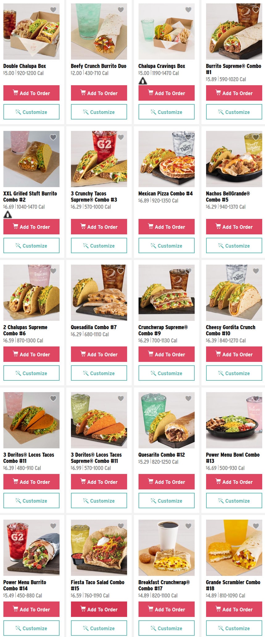 Taco Bell Menu 2020 - 