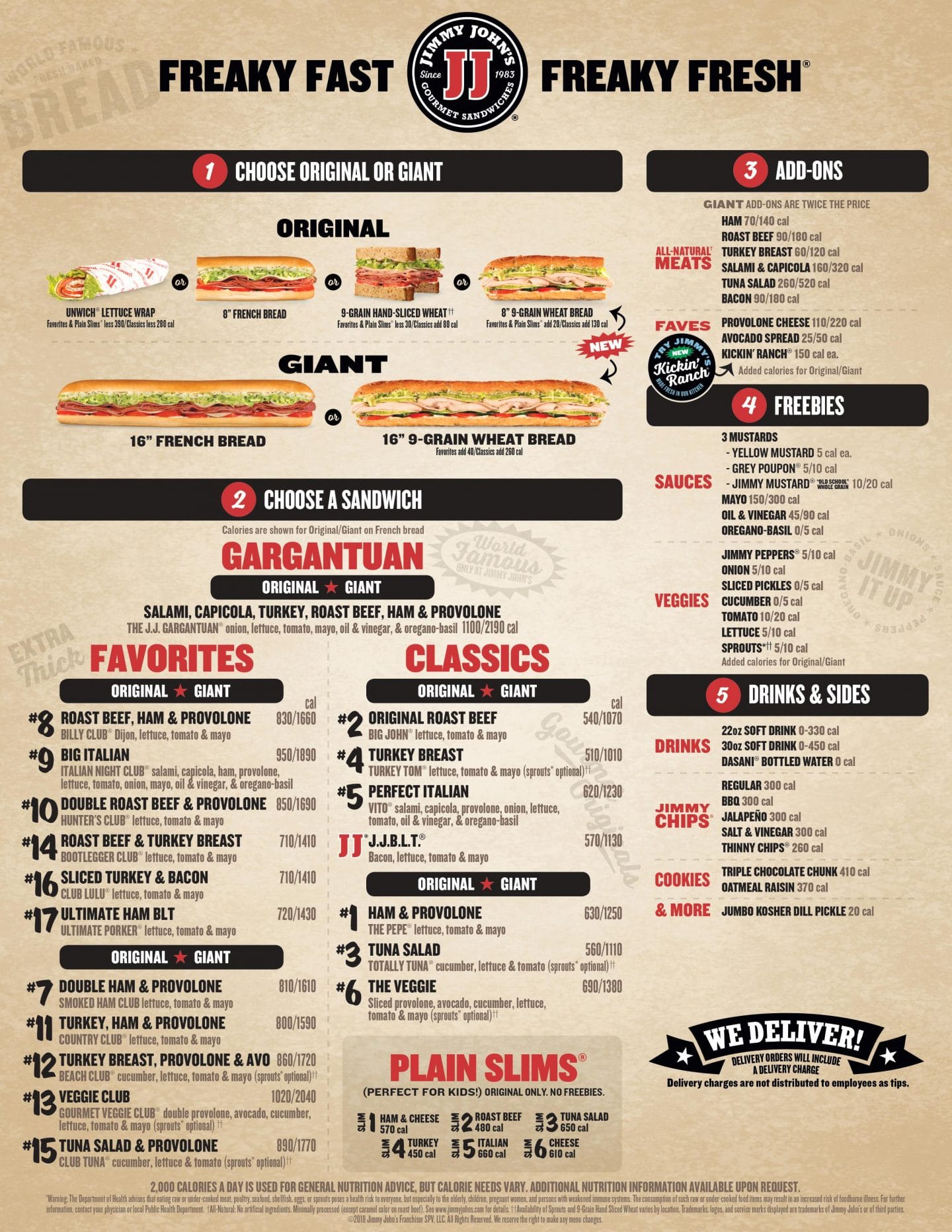 Jimmy Johns Nutrition Chart